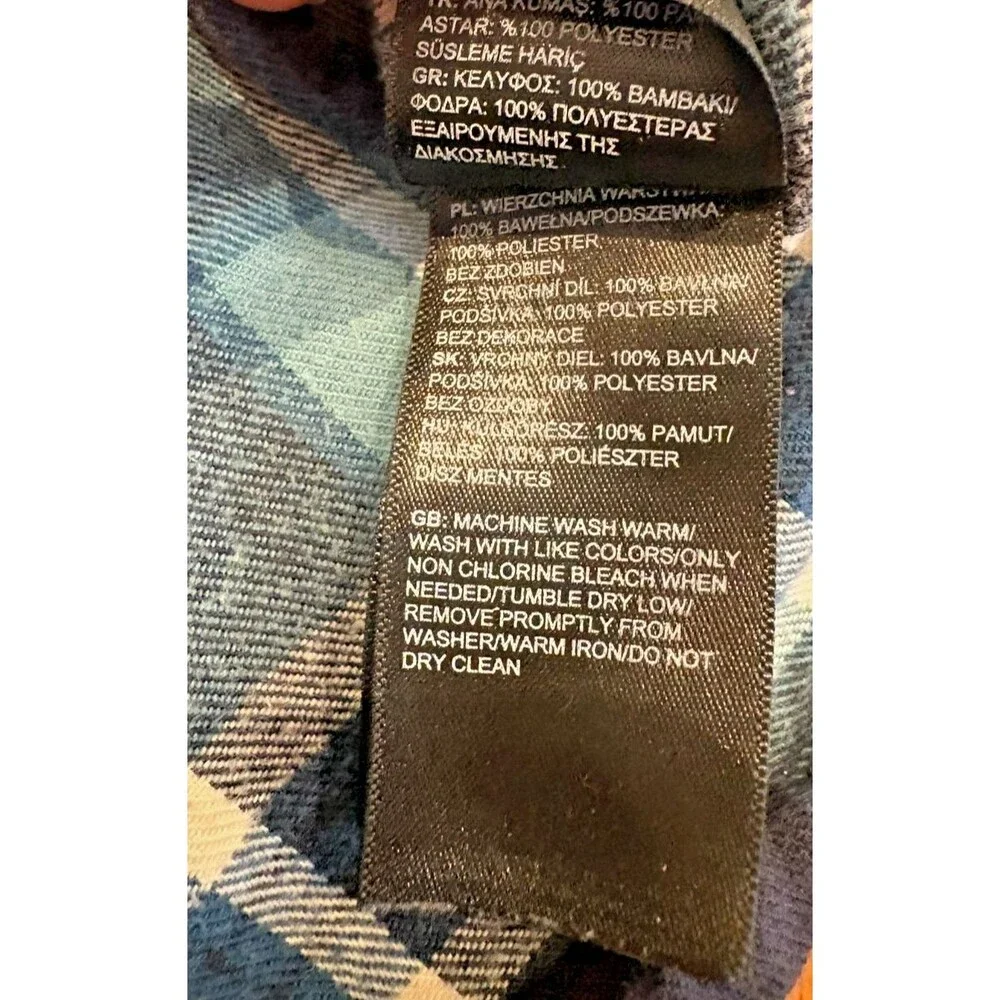 The North Face Shirt Men's Medium Blue Flannel Plaid Long Sleeve Button Front